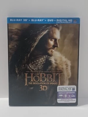 HOBBIT DESOLATION OF SMAUG 2013 3D + BLU-RAY + DVD + SLIPCOVER 5-DISC RARE OOP - Image 1 of 4