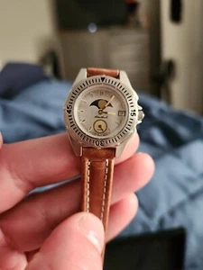Vintage Eddie Bauer Calendar Mondphase Uhr 2 Tone New Old Stock - Bild 1 von 7
