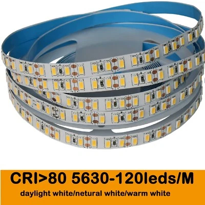 High Quality CRI RA 80+ 5M White 5630 LED Flexible Strip 12V 600 LEDs 120 Leds/M - Image 1 of 4