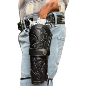 Western Revolver Holster LEFT HAND | 4-6" BARREL | Leather Holster 22 357 44 - Picture 1 of 7