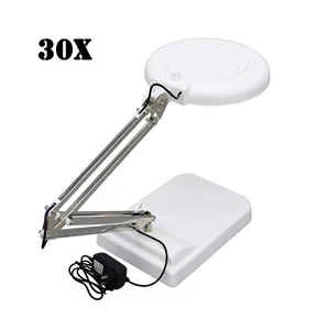 Brand New 1 PC 30x White Benchtop Magnifier Lamp with Adjust LED Light 110V 15W - Picture 1 of 20