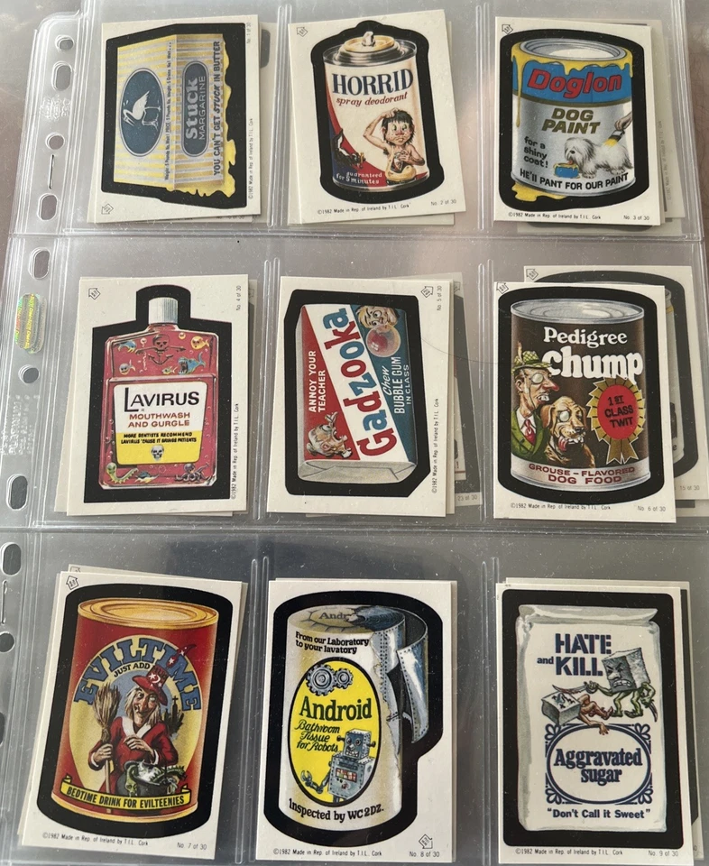 1982 1985 Rare Topps Wacky Packages Irish UK Complete Sticker Card Set 30/30 NM - Image 1 of 4