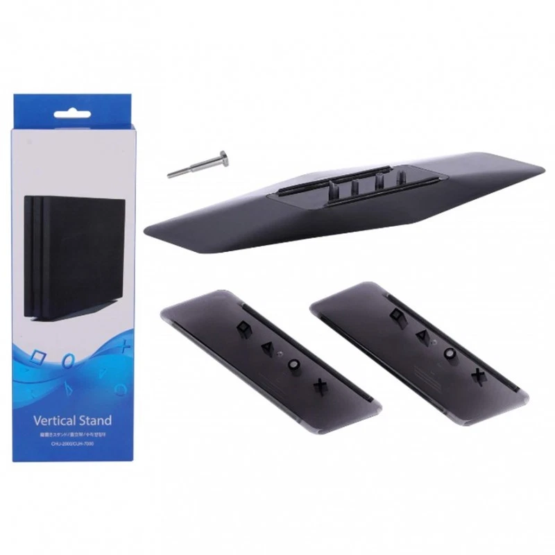 SUPPORTO VERTICALE PER SONY PLAY STATION 4 PS4 SLIM PRO NERO TRASLUCIDO STAND - Immagine 1 di 1
