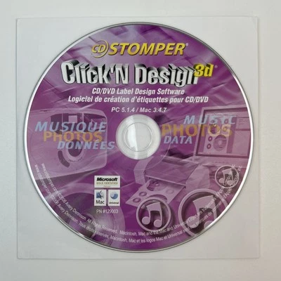 CD Stomper Click'N Design 3D CD Label Design Software for PC and Mac PN# 129003 - Image 1 of 4