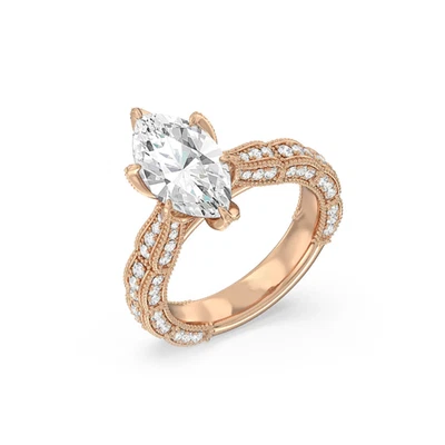 14k  Rose Gold Women Wedding Ring Lab Grown Round 2 Carat IGI Certified Diamond - Image 1 of 4