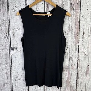 Canotta donna Laura Ashley maglia smanicata taglia S nera shell misto rayon anni 90 - Foto 1 di 10