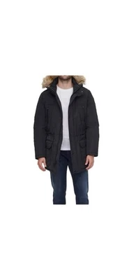 Chaqueta Abrigo Parka Ártica $351 Calvin Klein Para Hombres Negra Con Capucha Piel Sintética Talla M Foto 1 de 4
