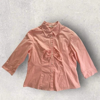 Riders by Lee Instantly Slims You Button Up Shirt Coral White Stripe Size Large - Image 1 of 4