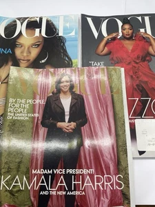 Lot 3 VOGUE Magazines 2018 20 21 Rihanna Lizzo Kamala Harris Free Ship Feb Oct+ - Picture 1 of 8