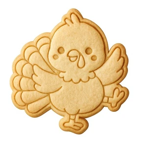 Dancing Kawaii Turkey Cookie Cutter & Stamp 4x3.7" for Baking Fondant Clay - Picture 1 of 6