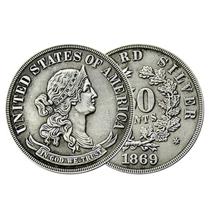 1869 Antik USA Silber Selten Sammlerstück Halb Alt Vintage American Collectibles - Bild 1 von 2