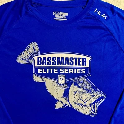 Camisa Huk Fishing Performance Manga Larga Azul - Bassmaster Elite Series XL Foto 1 de 3
