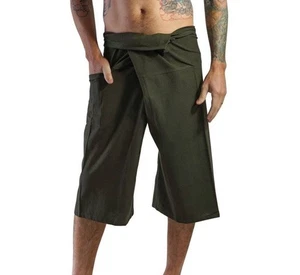 Zootzu Short Thai Fisherman Pants Size M Cropped Green Cotton Cosplay Pirate - Picture 1 of 10