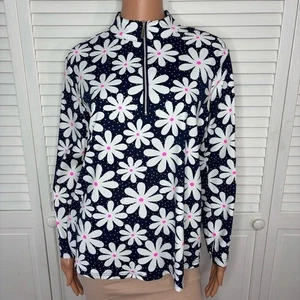 LULU B Tunika geblümt dunkelblau geknöpft Größe M - Bild 1 von 7
