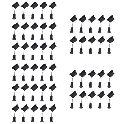 50 Pairs  USB Type C Anti Dust Protective Cover Silicon Port Plug Cover(Black) - Bild 1 von 4