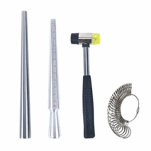 4pcs Jewelry Tools Rubber Hammer Ring Measure Stick Mandrel Model Jewelry Making - Picture 1 of 9