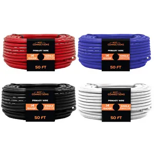 14 Gauge Car Audio Primary Wire (50ft–4 Rolls)– Remote, Power/Ground Electrical - Picture 1 of 10