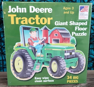 VTG 2001 John Deere Tractor Giant Shaped Floor Puzzle 34 BIG PIECES 3' X 2' NEW - Picture 1 of 9