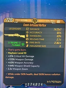 Level 72 M10 Anointed Reflux X7 50/150 URAD Shotgun Borderlands 3 Xbox PC SHiFT - Picture 1 of 1