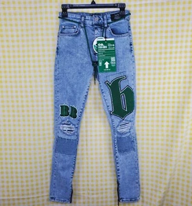 NWT LIMITED BoohooMAN Burna Boy Super Skinny Distressed Patch Jeans Size 30 x 33 - Picture 1 of 12