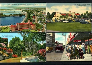 #784o (4)Pcs. Fla. Roser Park, Autos at Church, Green Benches at Walgreens Kress - Picture 1 of 2