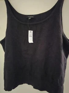NWT Talbots Knit Tank Top Large Black Cotton Wool Blend Casual Basic Shell Large - Picture 1 of 9