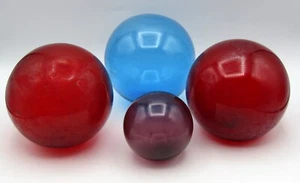 VINTAGE HAND BLOWN GLASS ORB FLOAT BALLS w/ PONTIL MARKS - LOT OF 4 (4.5" & 3") - Picture 1 of 9