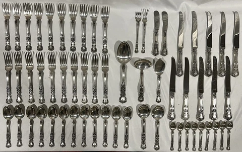 60 Piece Gorham Sterling Silver Buttercup Flatware Service Cover