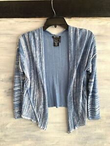 NEW! NIC & ZOE M181185P Linen Blend Cardigan Sweater, Petite PP - Blue Haze