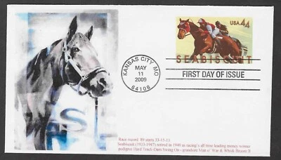 #U668 44c Seabiscuit- Stamped Envelope -Portrait Cachet FDC - Image 1 of 2