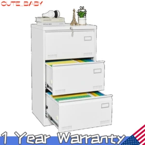 3 Drawer Lateral File Cabinet Lockable Vertical Files Cabinet for Home Office A4 - Picture 1 of 20