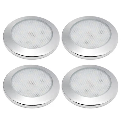 4x Plafoniere LED a Soffitto Rotondo 12v per Camper Car Lampada Illuminazione - Immagine 1 di 4