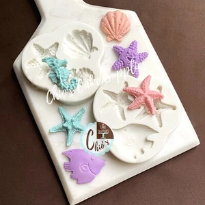 Sea Themed Silicone Molds / Seashellls, Seahorse, Starfish Molds - Picture 1 of 8