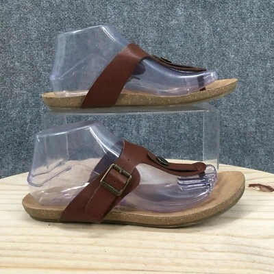 Blowfish Malibu Sandals Womens 8.5 Flip Flop Thong Brown Faux Leather Buckle - Image 1 of 4