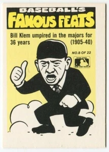 1986 Fleer Famous Feats #8 Bill Klem National League Umpire (Dodgers Logo) - Picture 1 of 2