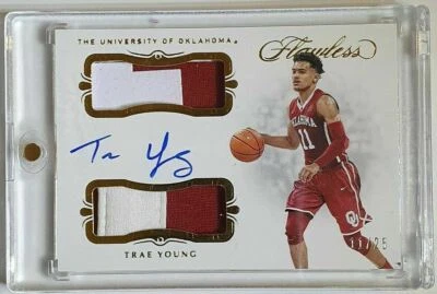 2019-20 Flawless Trae Young DUAL PATCH On Card AUTO 11/25 - JERSEY NUMBER - Image 1 of 4