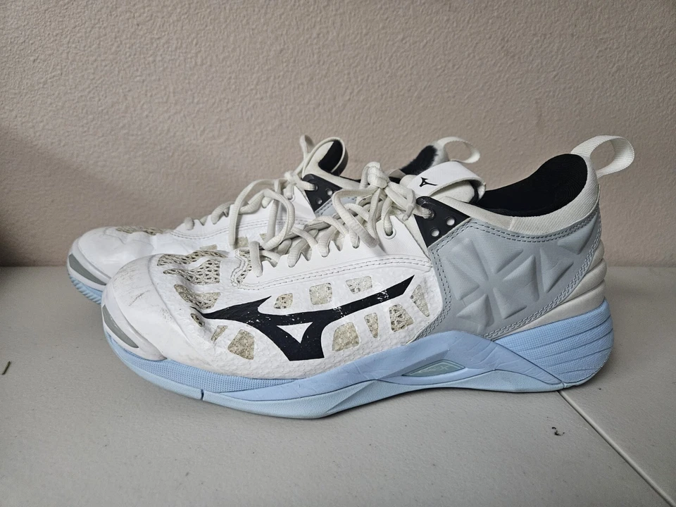Mizuno Wave Momentum Womens Volleyball Shoes Size 11 White Blue Grey Black - Image 1 of 4