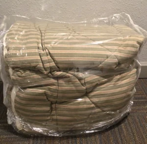 Waverly 100% Cotton King Comforter Striped Olive Green Cream Orange Rust Red - Picture 1 of 9