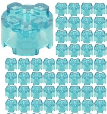 ☀️50x NEW LEGO 2x2 TRANS-LIGHT BLUE ROUND Bricks (ID 3941) BULK Parts  - Image 1 of 2