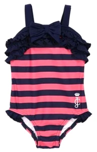 Juicy Couture Baby Girl Swim Bathing Suit Striped Pink Navy Blue NWT 6-12 m - Picture 1 of 1