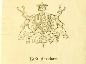 Original 18thC Lord Farnham Coat of Arms Je Suis Pret #BP27 - Picture 1 of 3