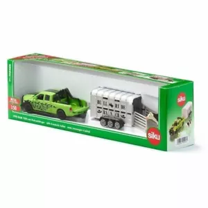 SIKU FARME 1:50 DIE CAST PICK UP RAM 1500 CON RIMORCHIO TRASPORTO MUCCHE 1998 - Foto 1 di 2