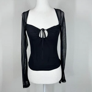 Princess Polly Chapman Black Bell Sleeve Top Sweetheart Neckline Size 2 - Picture 1 of 8