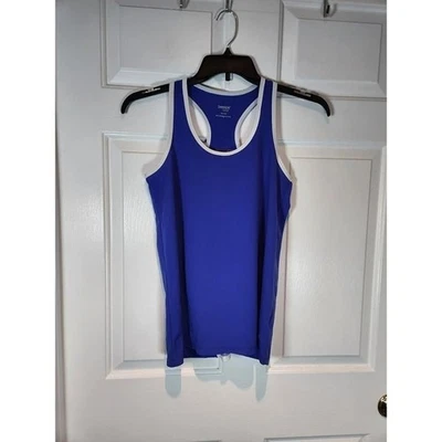 Women's sz S Blue Purple w Orange Running Stripe Athletic Tank Top Danskin Now - Image 1 of 4