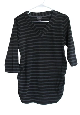 Motherhood Maternity T Shirt Womens Large Black Striped 3/4 Sleeve Pullover Top - Image 1 of 4