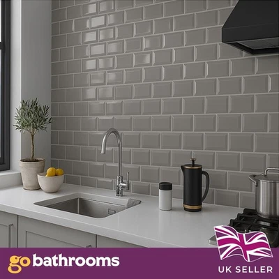 Grey Metro Ceramic Wall Tile Subway Bulk Buy 10m² 20m² 30m² 100x200mm - Image 1 of 4