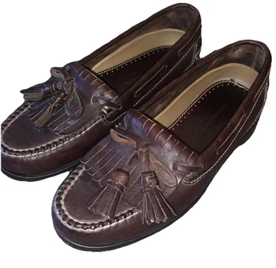 Mocasines sin cordones de cuero marrón con borla Johnston & Murphy para hombre talla 8 medianos Foto 1 de 4