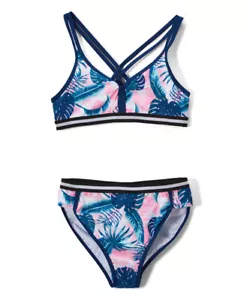 Jantzen Girls' Two-Piece Bikini Swimsuit, Blue and Pink, Size 7 - Picture 1 of 4