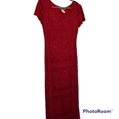 Maxi Vestido Jessica Howard Rojo Tejido y Brillo Vacaciones Cóctel Fiesta Talla 14 Nuevo Foto 1 de 4