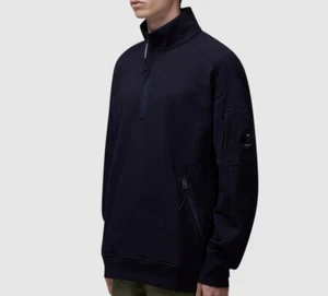C P Company Diagonal Raised Fleece Sweatshirt Navy, Size XXL, RRP £285 - Picture 1 of 6